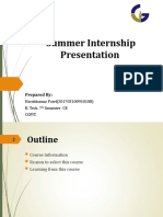 Summer Internship Presentation: Prepared by
