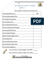 Reading and Writing 3 Digit Numbers Sheet 3: Write These Numbers in Figures. The First One Is Done For You