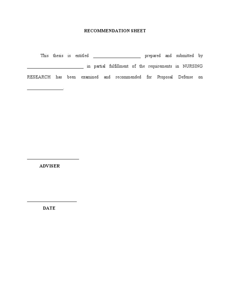 Nursing Research Thesis Recommendation | PDF | Business | Wellness