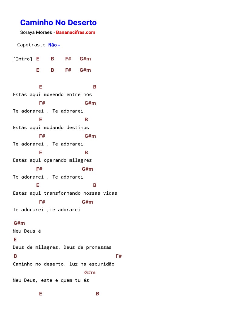 CAMINHO NO DESERTO - Soraya Moraes (simplificada) - Como tocar no