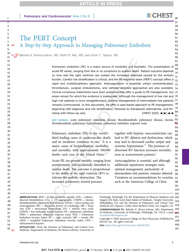 The PERT Concept Q1 A Step-By-Step Approach To Managing Pulmonary ...