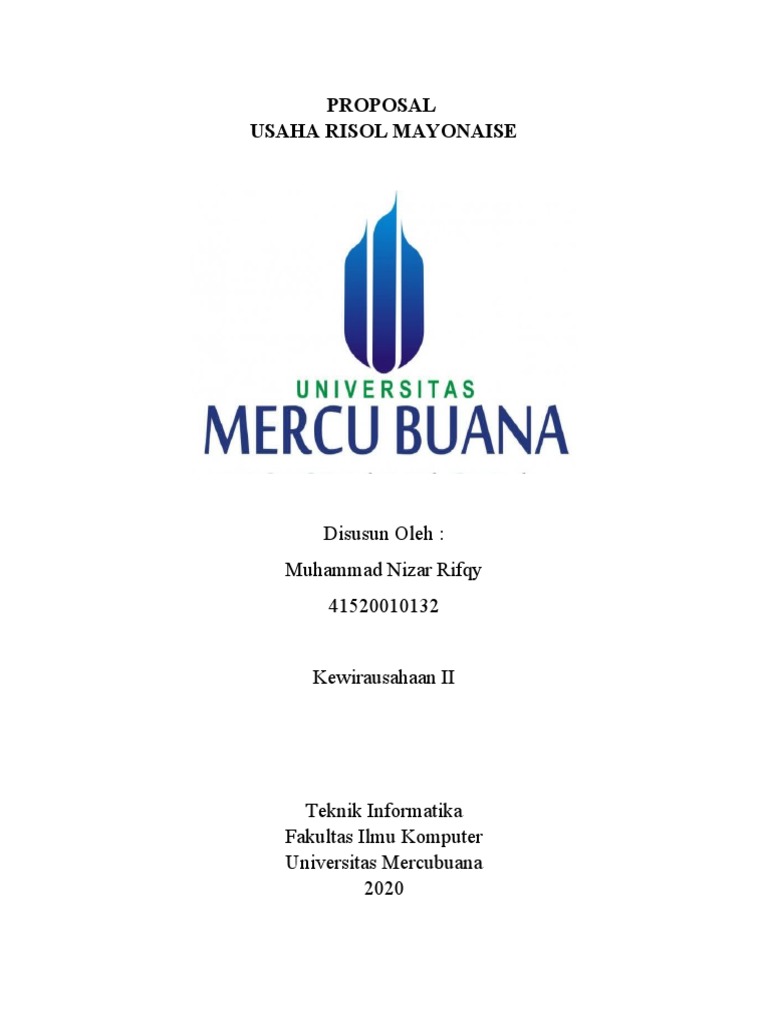 Proposal Usaha Risol Mayo | PDF | Memasak, Makanan, & Anggur