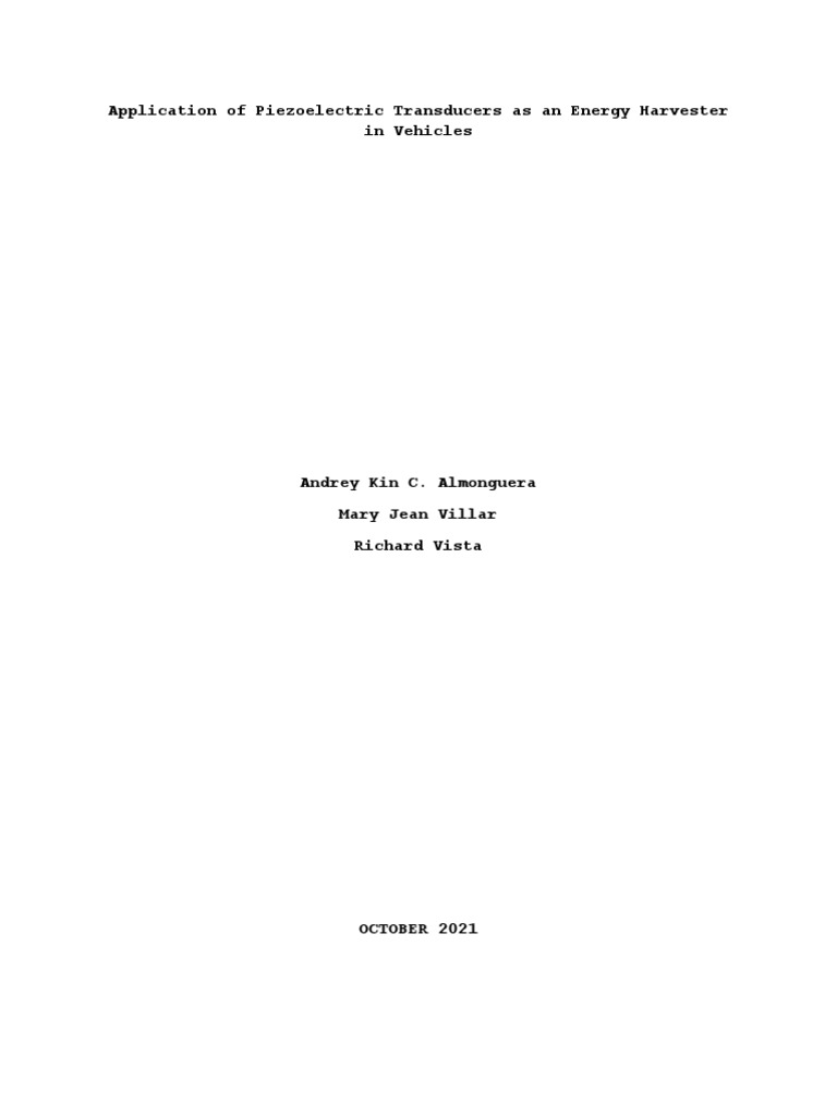 Application of Piezoelectric Transducers As An Energy Harvester in