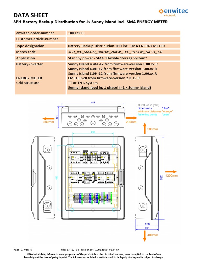 3PH Battery Backup Distribution Data Sheet | PDF | Fuse (Electrical ...