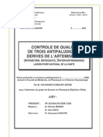 Controle de Qualite de Trois Antipaludiques Derives de L'Artemisinine