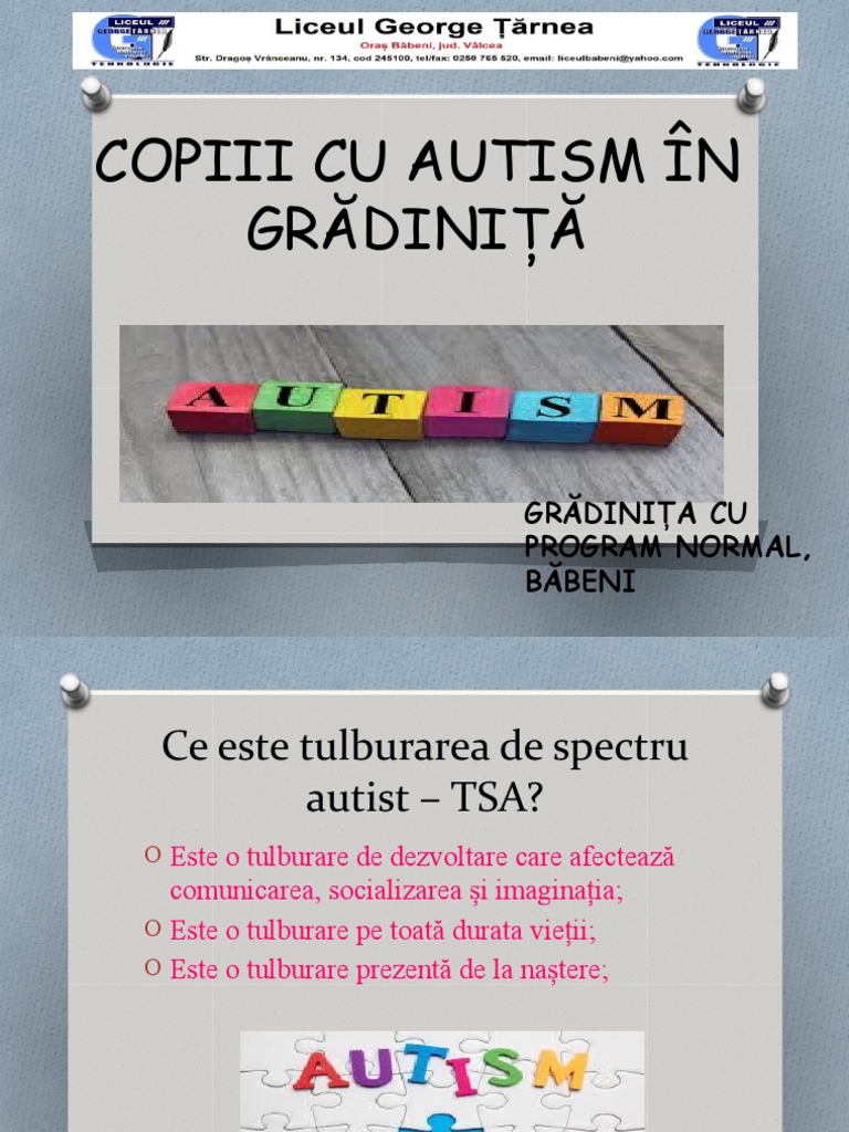 Copiii Cu Autism În Gradiniță | PDF
