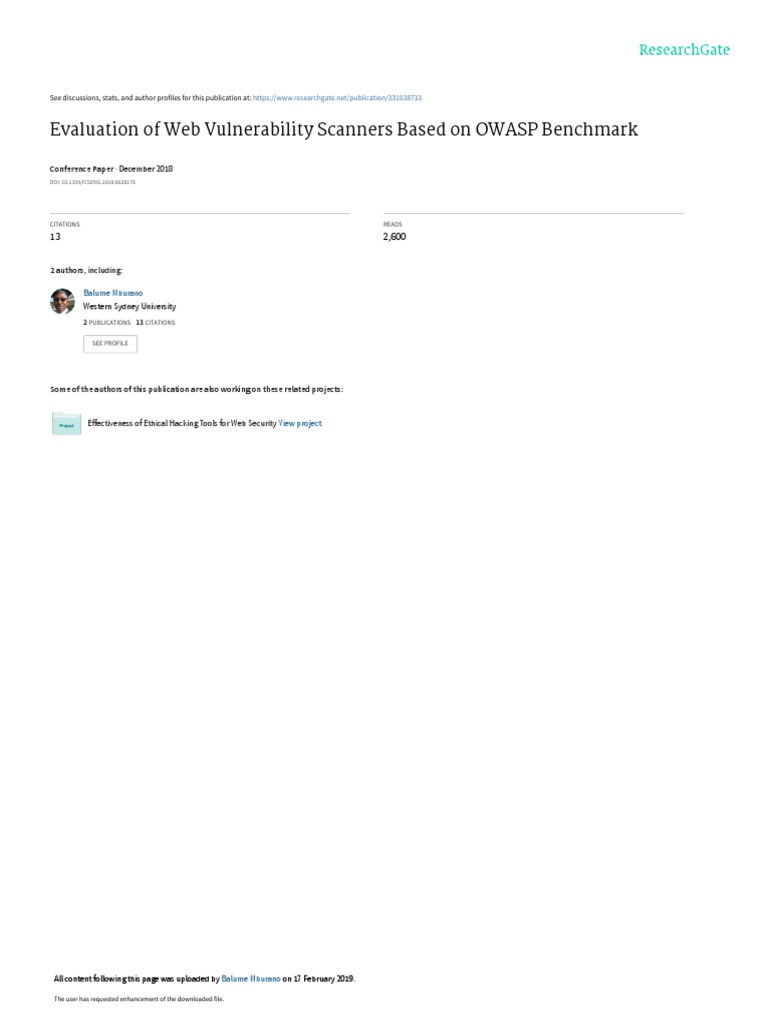 OWASP Scanner Effectiveness Evaluation | PDF | Vulnerability (Computing ...
