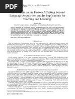 An Analysis On The Factors Affecting Second Language Acquisition and Its Implications For Teaching and Learning