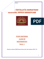 Kendriya Vidyalaya Sangathan Regional Office Ernakulam: Study Material Class Xii Mathematics Term: I