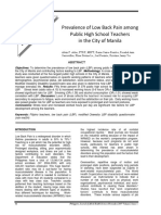 Prevalence of Low Back Pain Among Public High School Teachers in The City of Manila