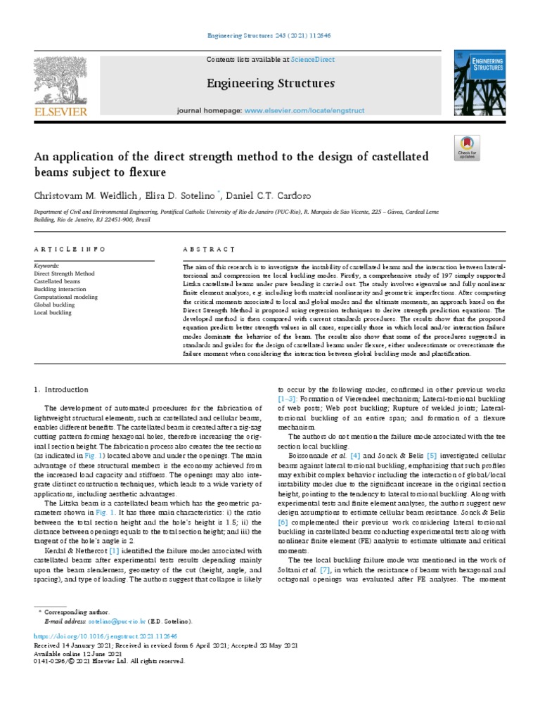 Direct Strength Method To The Design of Castellated Steel Beam | PDF ...