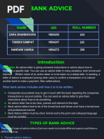 Bank Advice: Name UID