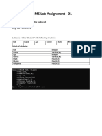 DBMS Lab Assignment - 01: Name: Sachin Mahendra Gaikwad Roll No: 207941 Reg. No: MC20151