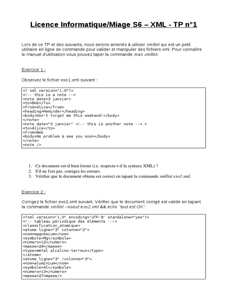 Utilisation de xmllint pour XML | PDF | XML | Langage de balisage