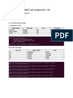 DBMS Lab Assignment - 04: Name: Sachin Mahendra Gaikwad Roll No: 207941 Reg. No: MC20151