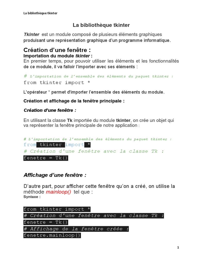 Bibliothèque Tkinter | PDF | Génie logiciel | Logiciel