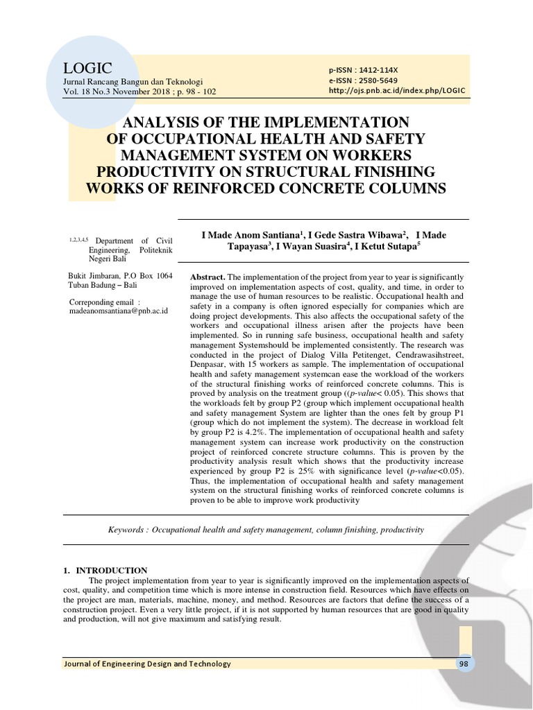 Analysis of The Implementation | PDF | Occupational Safety And Health ...