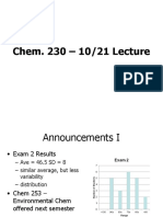 Chem 230 Lecture Announcements and Topics