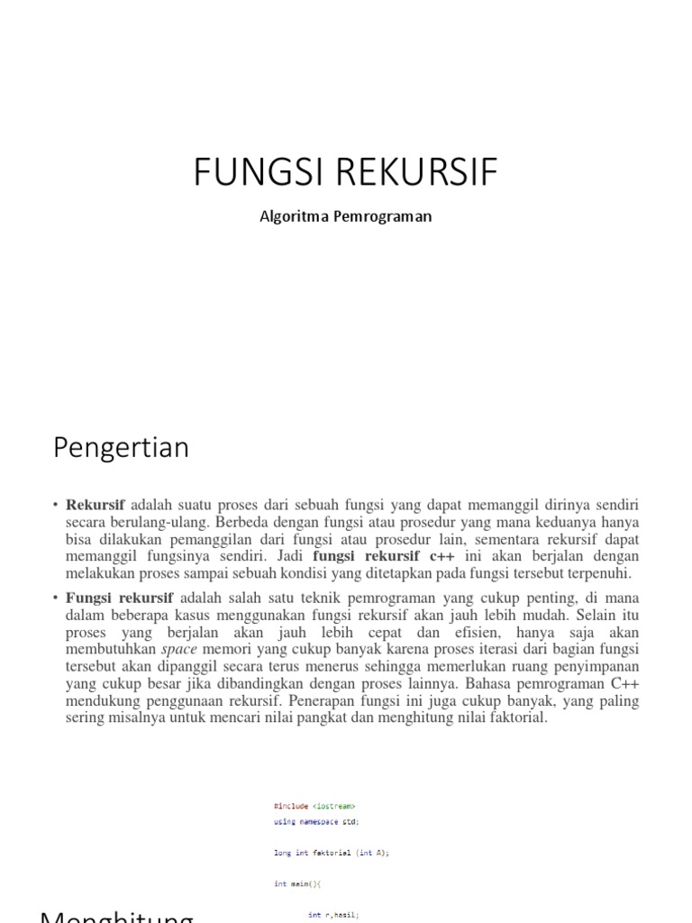 Fungsi Rekursif dalam C++ | PDF