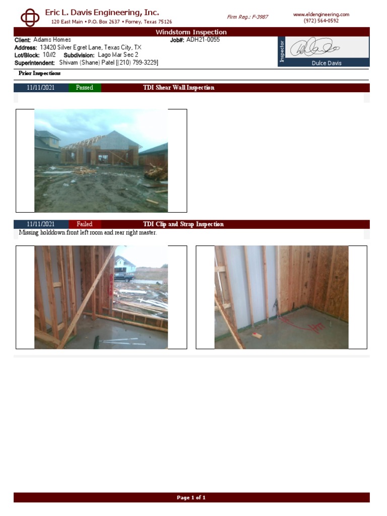 Windstorm Inspection Checklist Summary | PDF