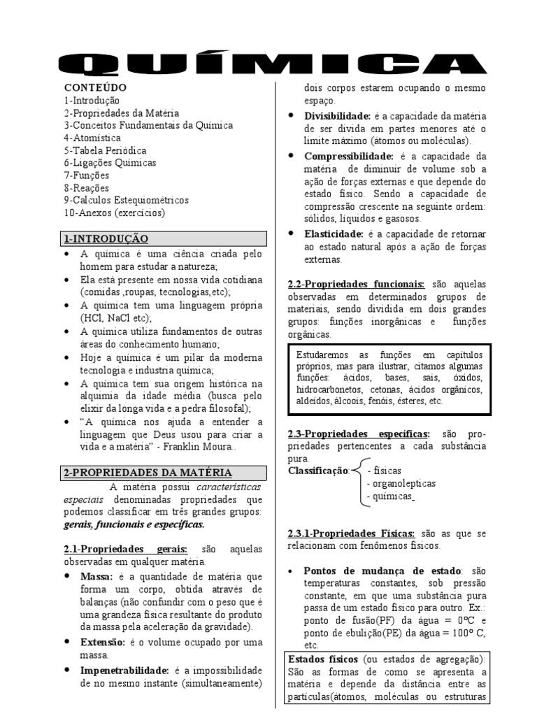 Apostila Do Professor Quimica 1 Ano Volume 1