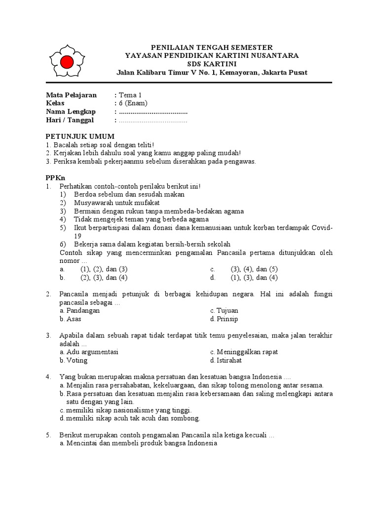 Pts tema 1 kelas 6 pdf