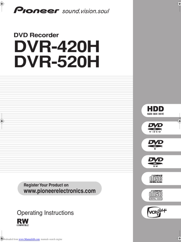 DVR-420H DVR-520H: DVD Recorder | PDF | Ac Power Plugs And Sockets | Dvd