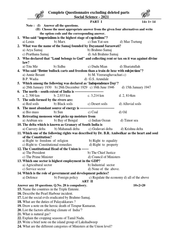 Social Science Questionnaire 2021 | PDF | Travel