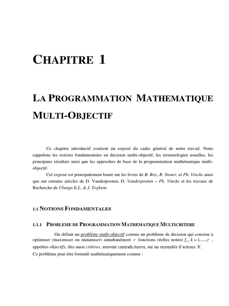 Programmation Mathématique Multi-Objectif | PDF | Optimisation ...