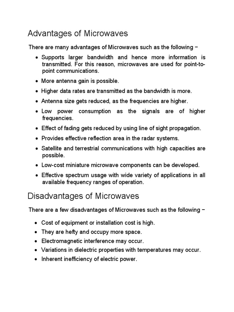 Advantages and Disadvantages of Microwave PDF