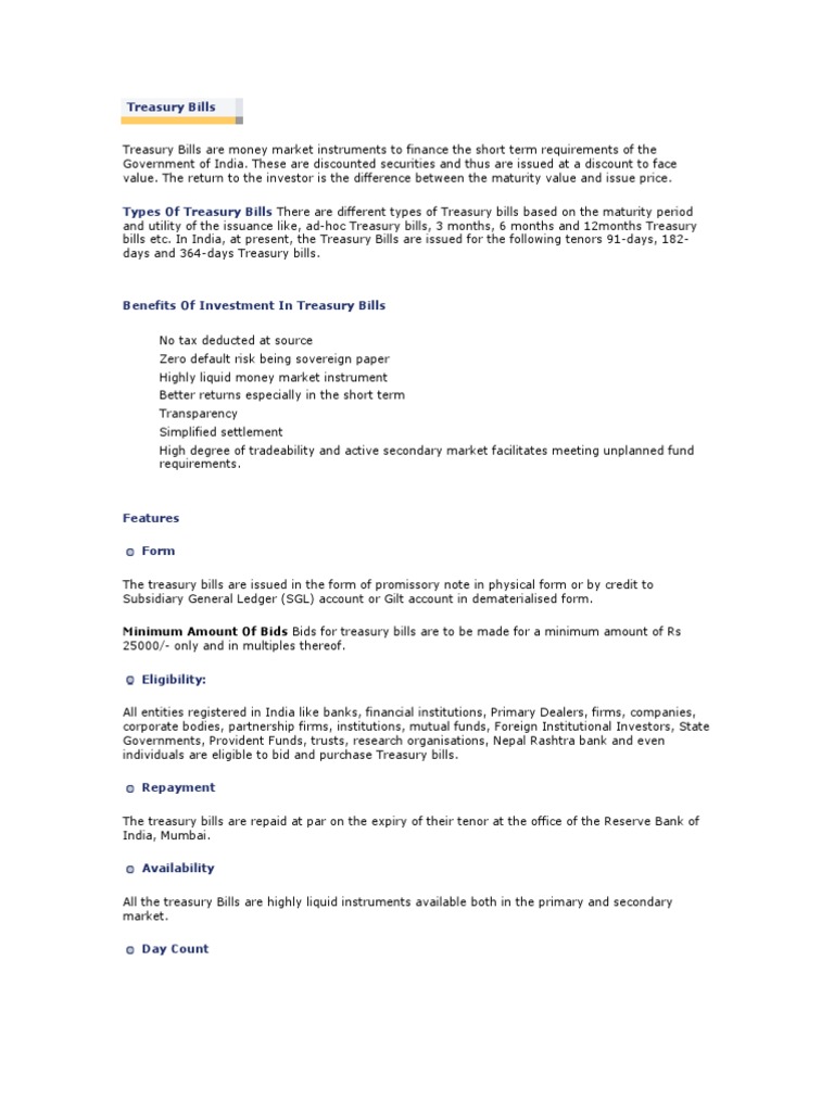 Treasury Bills | PDF | United States Treasury Security | Auction