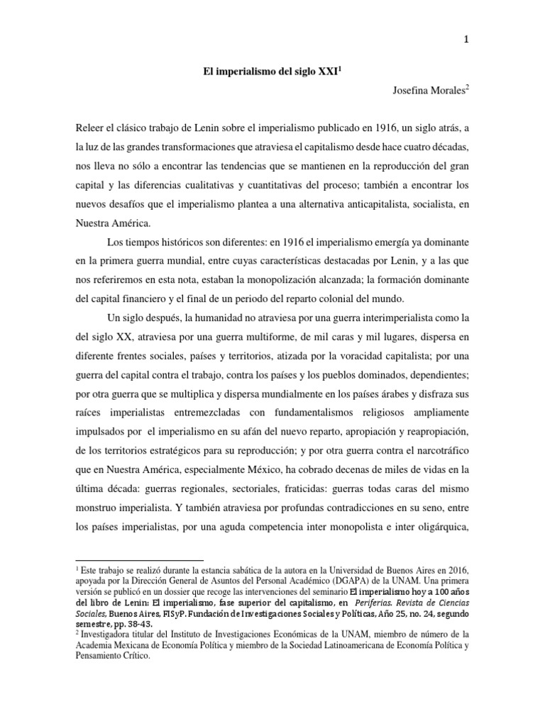 Josefina Morales El Imperialismo Del Siglo XXI | PDF | Acumulación de ...