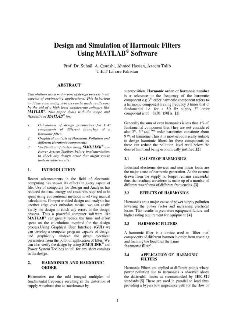 32 Pakistan Matlab Harmonic Filter Simulation S084 PDF Electronic