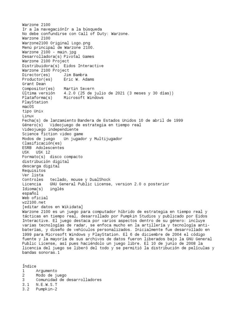 Warzone 2100 | PDF | Informática