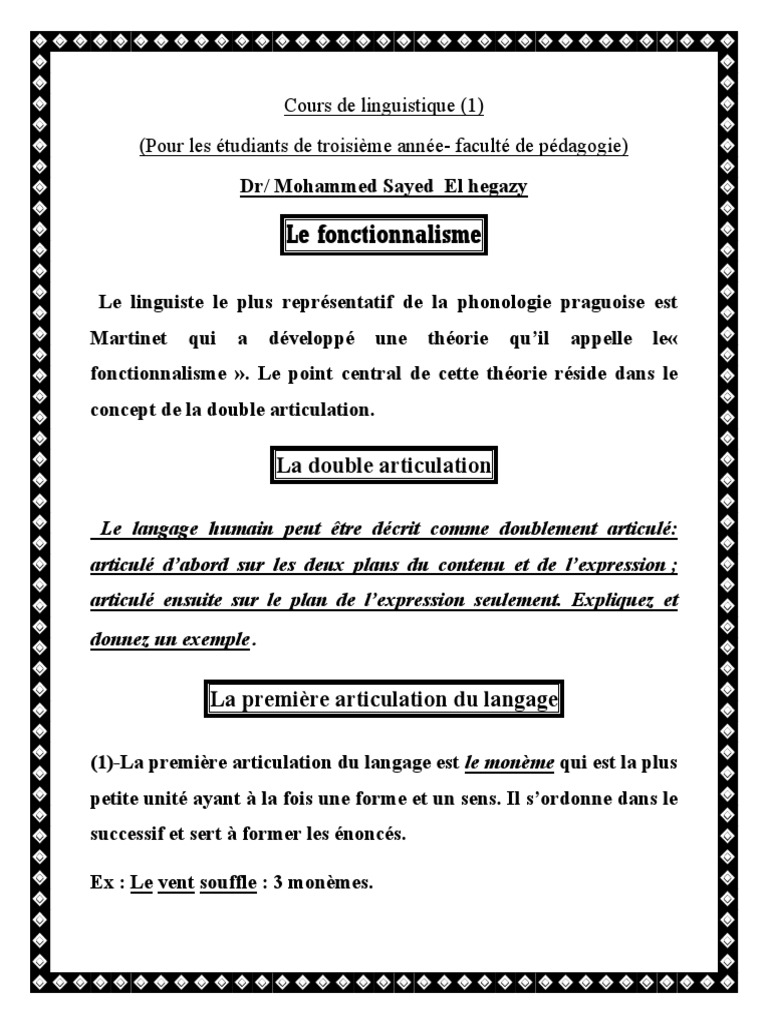 La double articulation du langage | PDF | Morphologie (linguistique ...