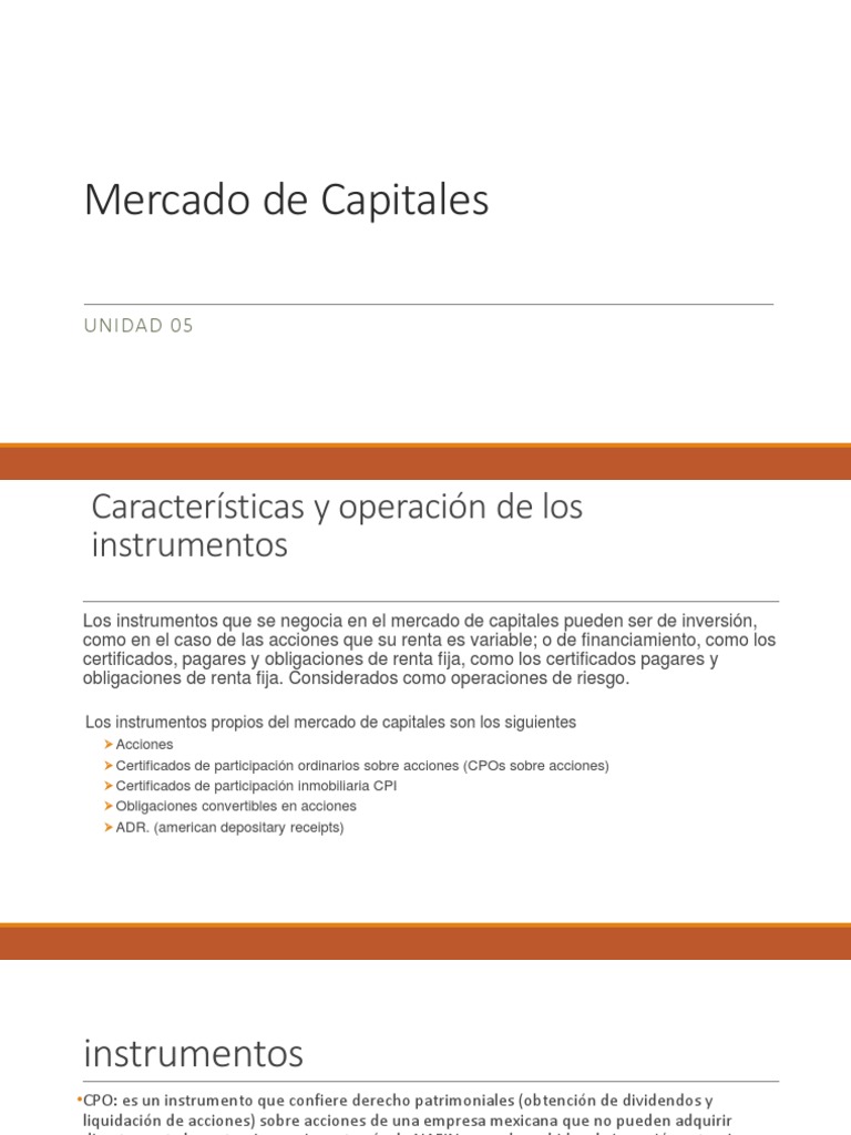 Instrumentos del Mercado de Capitales | PDF | Compartir (Finanzas ...