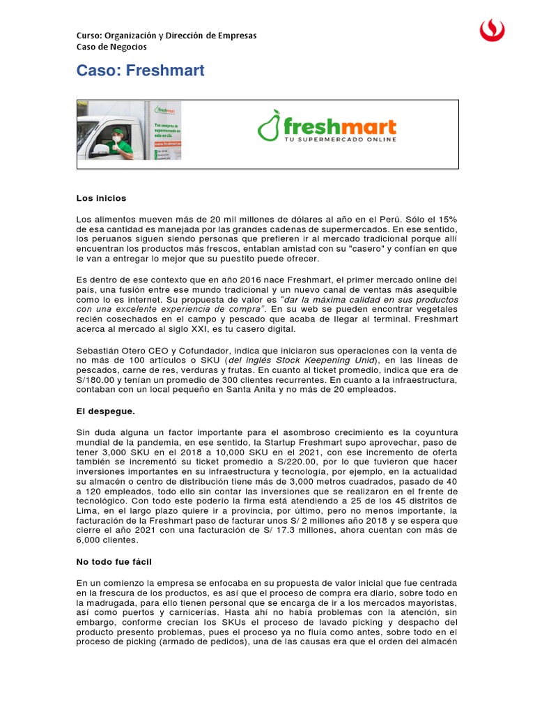 Freshmart: Éxito del Mercado Online Peruano | PDF | Empresa de inicio ...