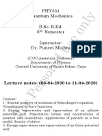 PHY351 Quantum Mechanics B.Sc. B.Ed. 6 Semester Instructor: Dr. Puneet Mishra