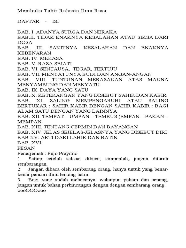 Membuka Tabir Rahasia Ilmu Rasa PDF Filsafat Pengembangan Diri