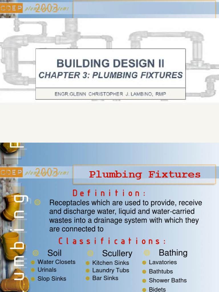 Types and Definitions of Plumbing Fixtures | PDF | Sanitation | Civil ...