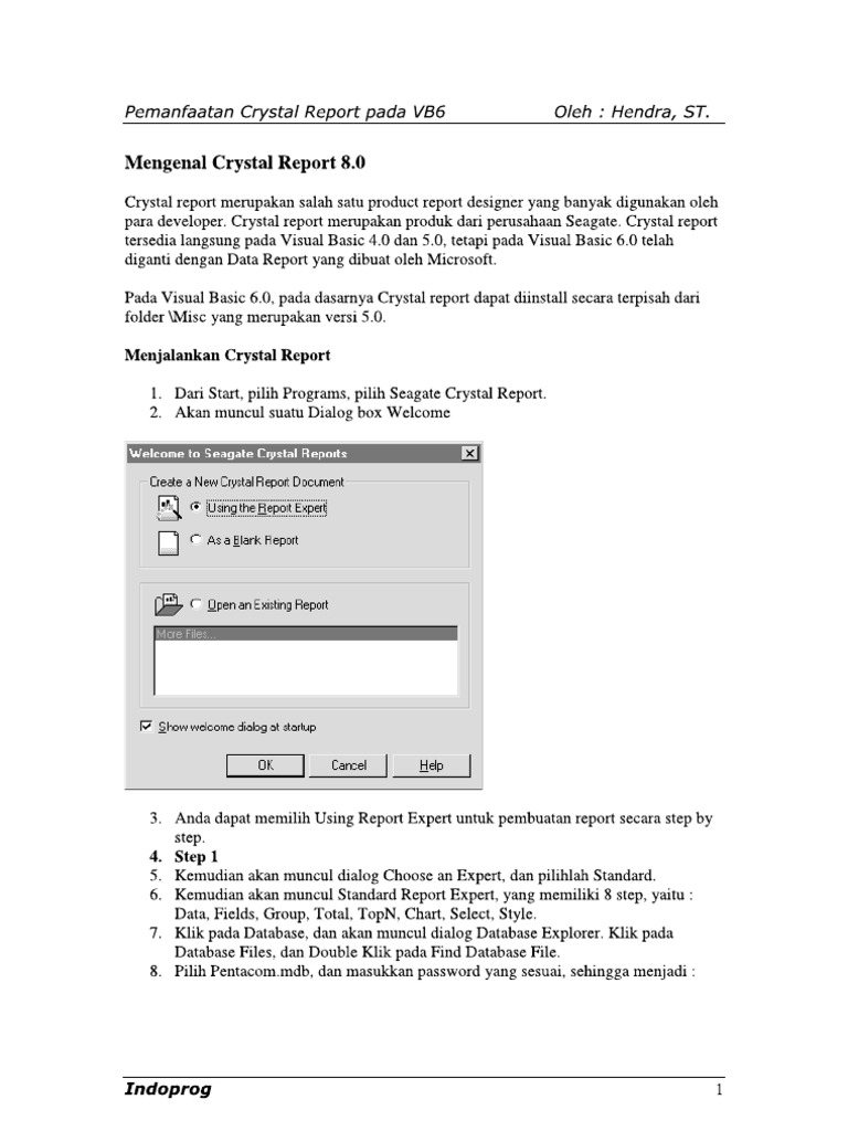 Pemanfaatan Crystal Report di VB6 | PDF | Teknologi & Rekayasa