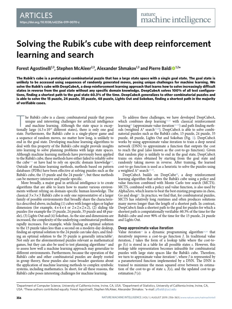 Solving The Rubik S Cube With | PDF | Machine Learning | Deep Learning