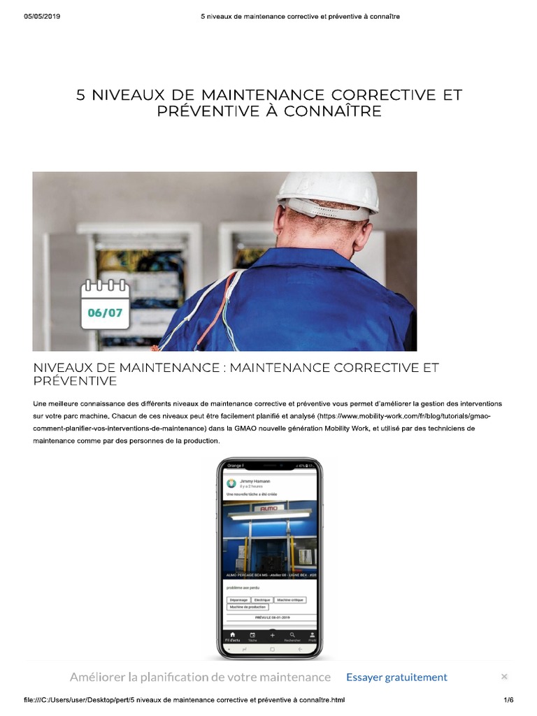5 Niveaux de Maintenance Corrective Et Préventive À Connaître | PDF