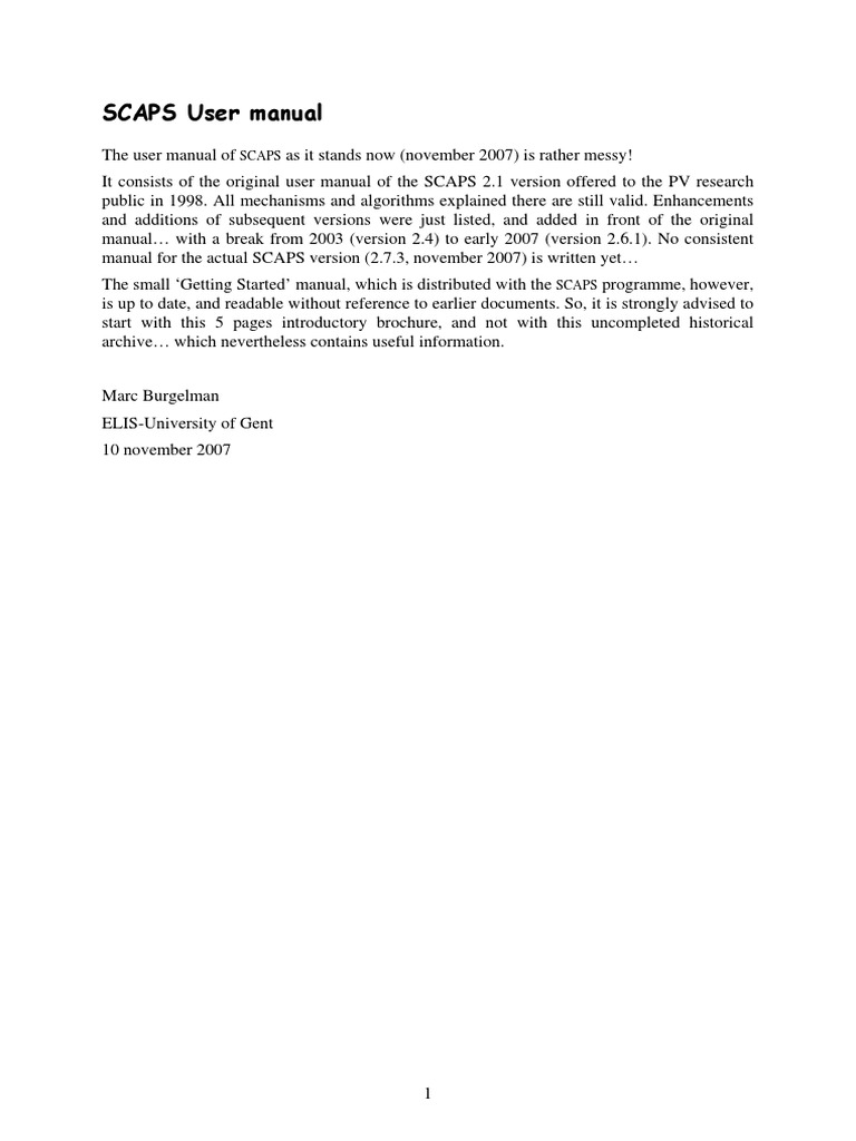 SCAPS Manuel Utilisation | PDF | Spectral Density | Wavelength