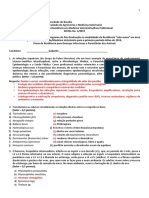 Prova de Residência e Gabarito Doenas Infecciosas e Parasitrias Dos Animais 2018 UnB