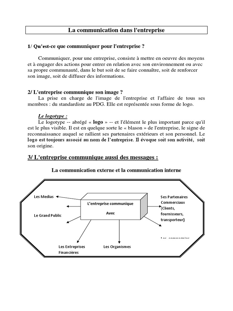 Communication en entreprise : enjeux et outils | PDF | la communication ...