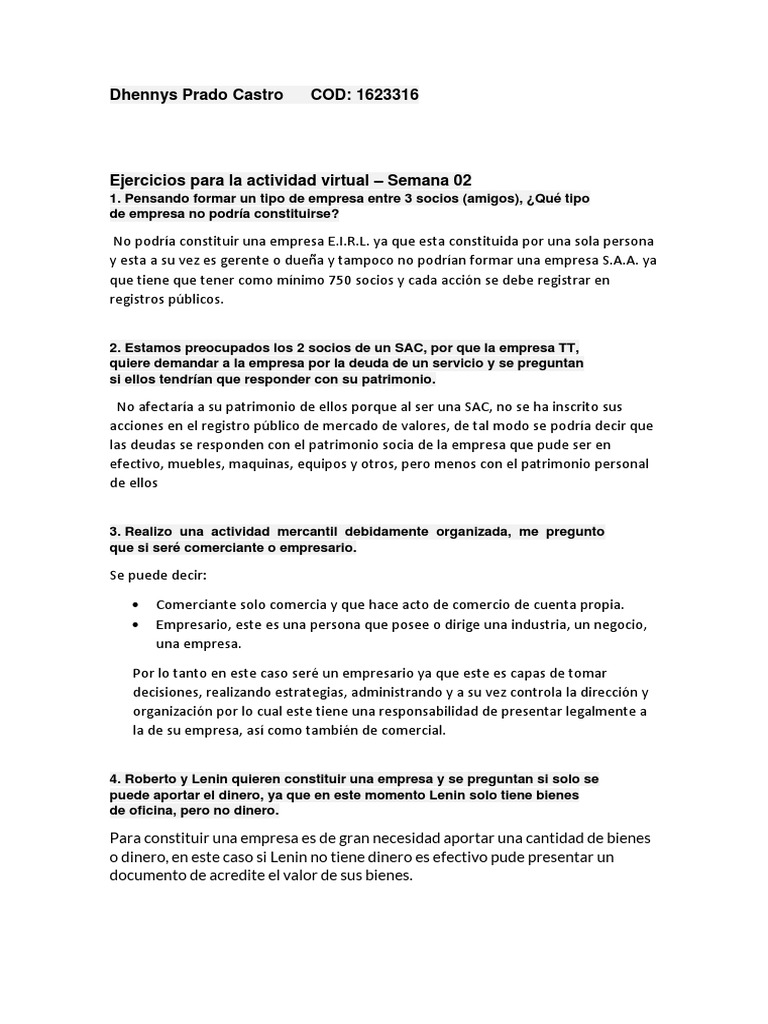 (ACV-S02) Ejercicios 01 - ECV - Dhennys Prado Castro | PDF | Business ...