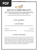 Law of Torts - KLE Law Academy Notes