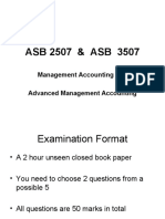 ASB 2507 & ASB 3507: Management Accounting 1&2 Advanced Management Accounting