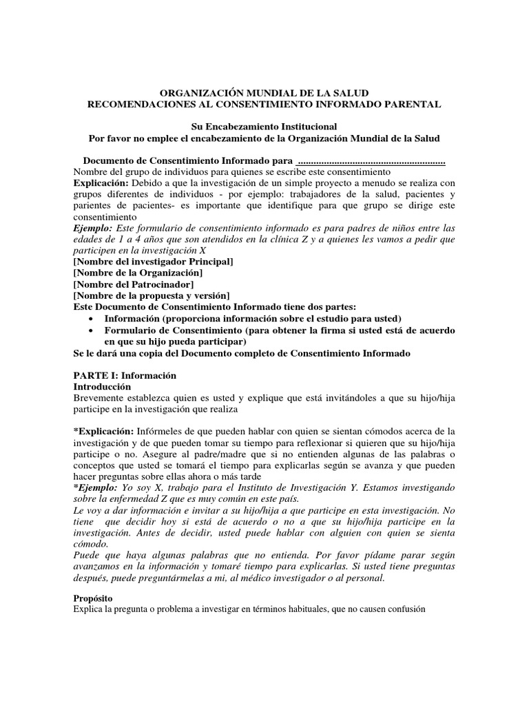 Consentimiento Informado Parental en Investigación | PDF ...